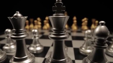 Yakın çekimde bir satranç oyunu - kaydırma atışı