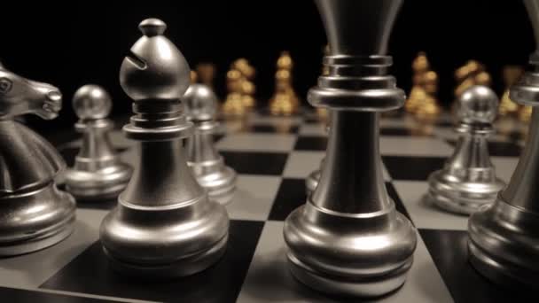 Ett schackbräde i närbild - glidande skott — Stockvideo