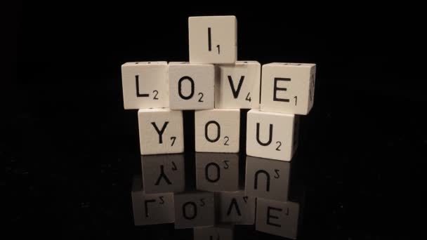 I love you writing - letters on cubes — Stock Video