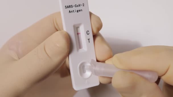 Εμφάνιση ενός Sars Cov2 - Antigen Rapid Test με αρνητικό αποτέλεσμα - No Civid-19 — Αρχείο Βίντεο