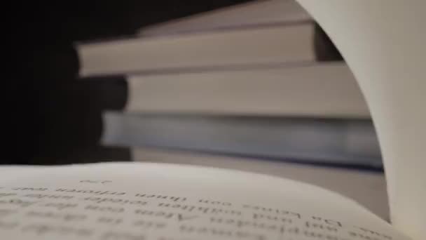 Macro shot over the pages of a book — Stock Video