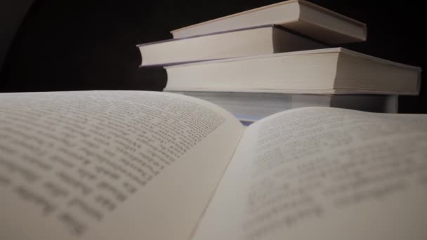 Macro shot over the pages of a book — Stock Video