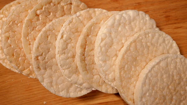 Rice waffles lie on a table - close-up