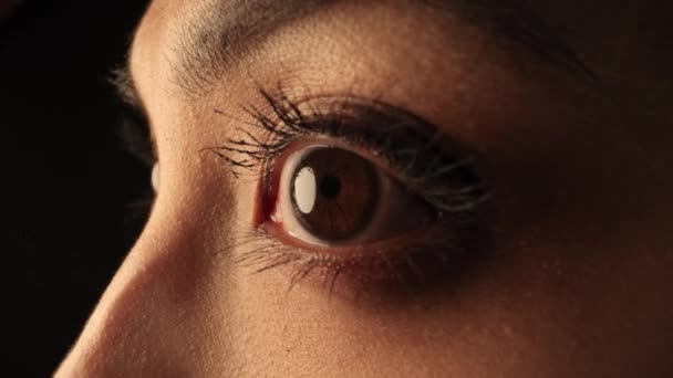 Los ojos de una mujer - disparo de cerca extremo — Vídeos de Stock