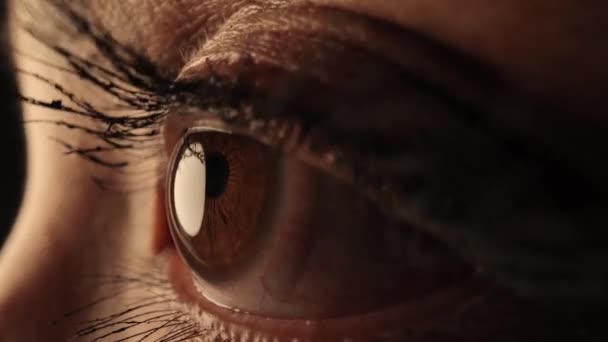 Die Augen einer Frau - extreme Nahaufnahme — Stockvideo