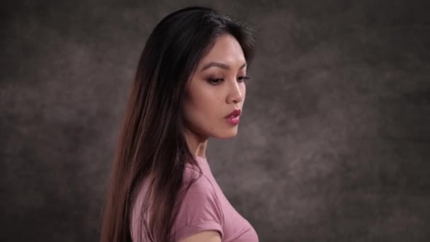 Portrait of a young pretty woman — Stock Video