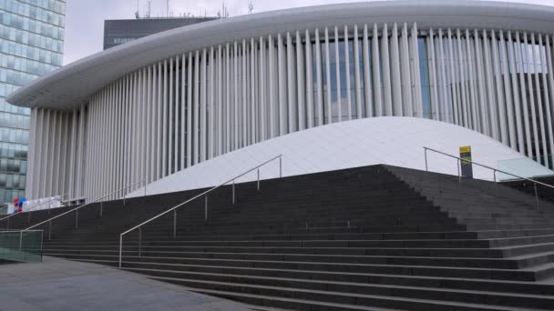 Luxembourg Philharmonie Concert Hall in the modern district - LUXEMBURG CITY, LUXEMBURG - APRIL 30, 2021 — Stock Video