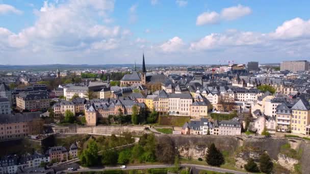 Flug über die Stadt Luxemburg - Altstadt — Stockvideo