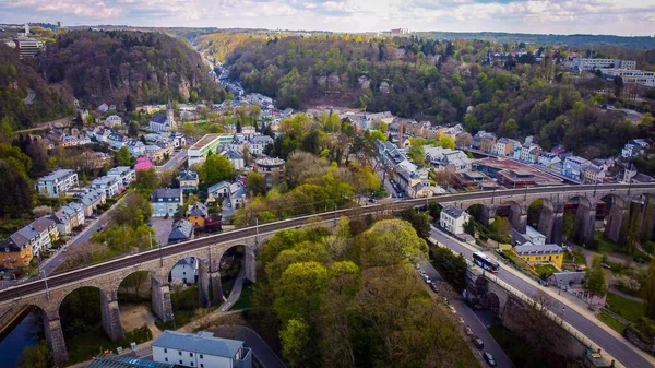 The famous viaduct in the city of Luxemburg from above