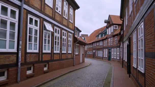 Mooie Oude Huizen Historische Wijk Stade Duitsland Reizen — Stockvideo