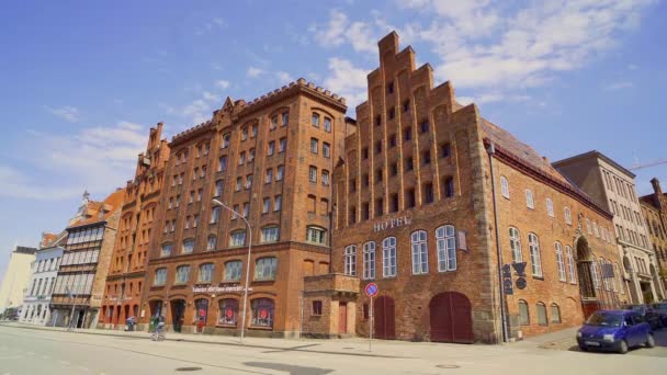 Historische Gebouwen Het Centrum Van Lubeck Een Unseco World Heritage — Stockvideo