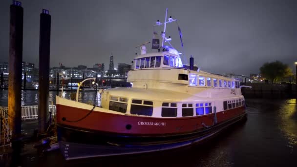 Port Hambourg Vue Imprenable Nuit Hamburg Allemagne Mai 2021 — Video