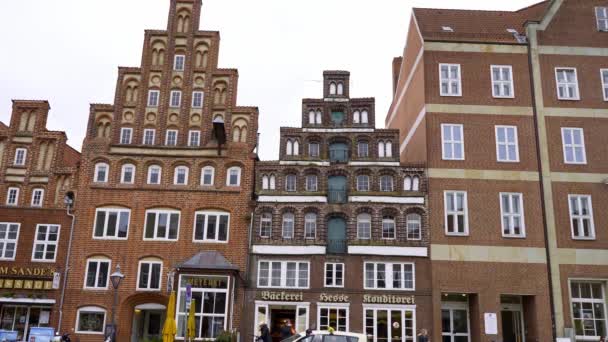 Schöne Alte Gebäude Der Historischen Stadt Lüneburg Deutschland Reisefotos — Stockvideo