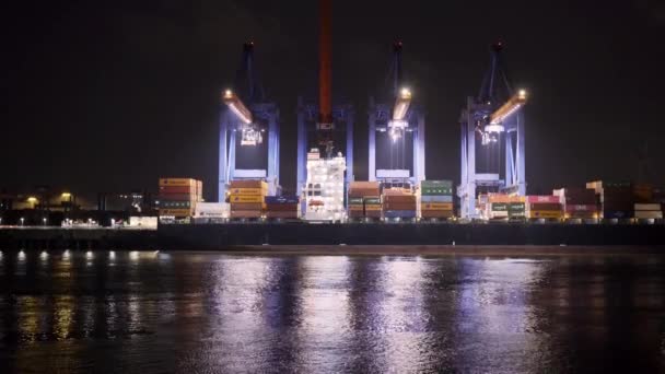 Impresionante Puerto Hamburgo Con Sus Enormes Terminales Contenedores Hamburg Alemania — Vídeos de Stock