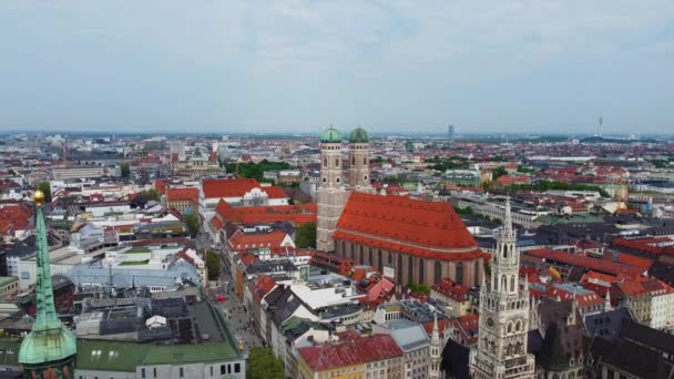 Münih Şehir Merkezinin Hava Görüntüsü Tarihi Bölge Insansız Hava Aracı — Stok video