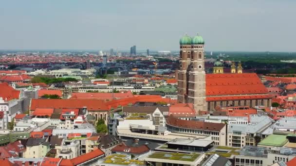 Nad Střechami Mnichova Letecký Výhled Město Drone Fotografie — Stock video