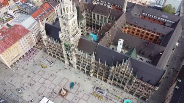 Munich Town Hall Marien Square Historic District Aerial View Drone — Stock Video