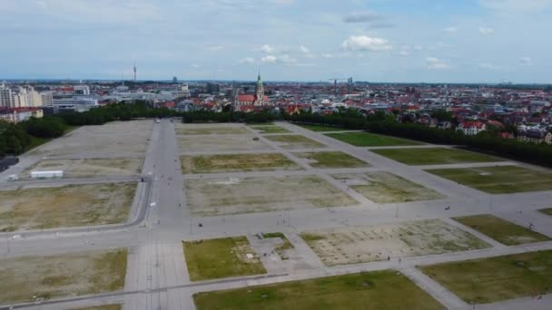 Berühmte Theresienwiese München Das Gelände Des Original Oktoberfestes Luftaufnahme Drohnenfotografie — Stockvideo