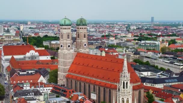 Chiesa Più Famosa Monaco Cattedrale Frauenkirche Nel Quartiere Storico Veduta — Video Stock