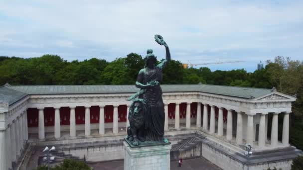 Famosa Estatua Baviera Ciudad Múnich Fotografía Drones — Vídeo de stock