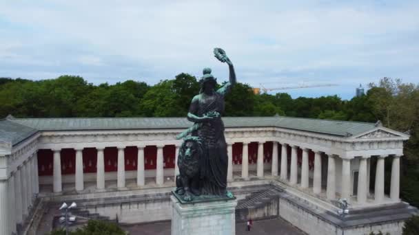 Famosa Estátua Baviera Cidade Munique Fotografias Drones — Vídeo de Stock