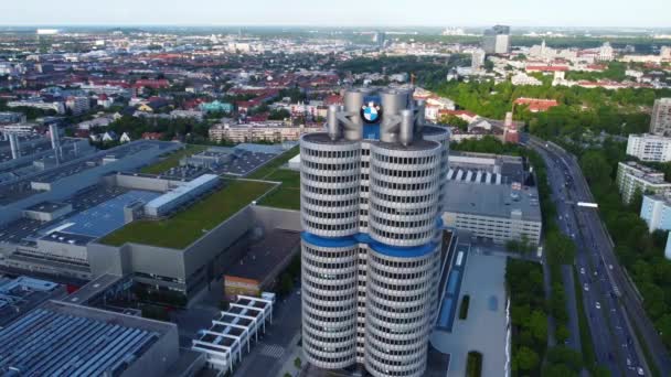 Bmw Sede Munique Vista Aérea Fotografia Drone Munich Alemanha Junho — Vídeo de Stock