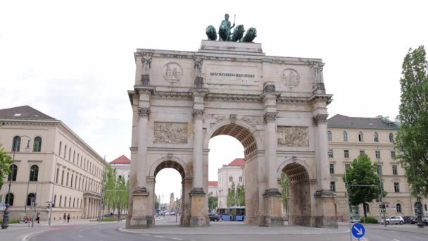 Győzelmi Kapu Münchenben Ludwig Utcában Munich Városa Németország 2021 Június — Stock videók