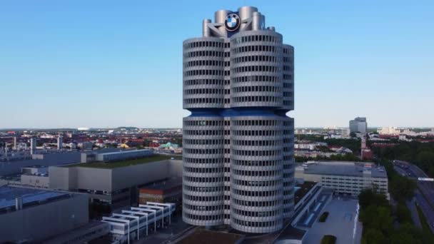 Siedziba Bmw Monachium Widok Lotu Ptaka Munich Niemcy Czerwiec 2021 — Wideo stockowe