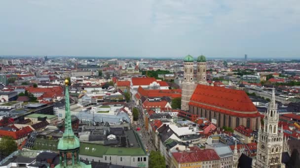 Widok Lotu Ptaka Centrum Monachium Zabytkowa Dzielnica Zdjęcia Dronów — Wideo stockowe