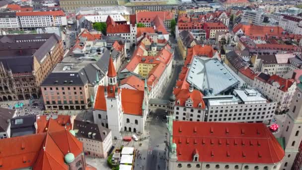 Vista Aérea Sobre Centro Ciudad Múnich Distrito Histórico Fotografía Drones — Vídeo de stock