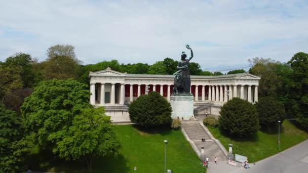 Famous Bavaria Statue City Munich Drone Photography — Stock Video