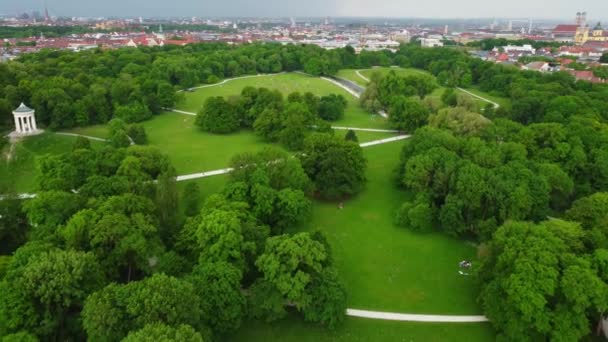 Jardín Inglés Ciudad Múnich Vista Aérea Desde Arriba Fotografía Drones — Vídeo de stock