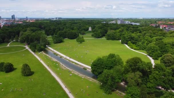 Jardin Anglais Dans Ville Munich Vue Aérienne Haut Photographie Drone — Video