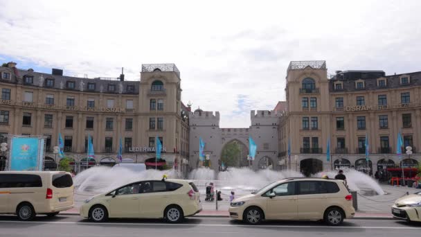 卡尔斯广场 Karls Square 也被称为慕尼黑市的Stachus 城市Of Munich 2021年6月3日 — 图库视频影像