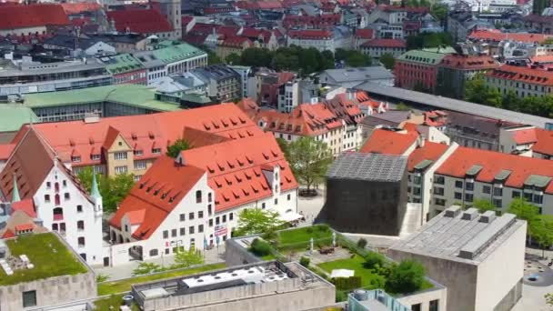 Szent Jakab Tér Zsinagógával Münchenben Légi Felvétel Drónfotózás — Stock videók