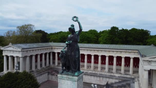 Famosa Estátua Baviera Cidade Munique Fotografias Drones — Vídeo de Stock