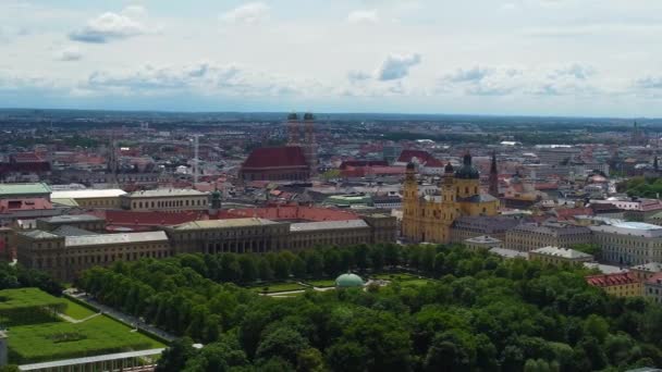 Vista Aérea Ciudad Múnich Desde English Garden Fotografía Drones — Vídeo de stock