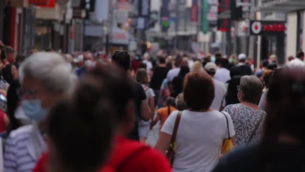 Zone Piétonne Bondée Shopping Mile Slow Motion Shot Cologne Allemagne — Video