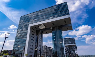 The Modern Crane Houses in Cologne at River Rhine - COLOGNE, GERMANY - 25 Haziran 2021