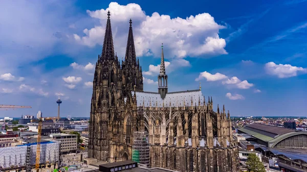 Кельнський Собор Іконічна Церква Центрі Міста Вигляд Повітря Cologne Germany — стокове фото