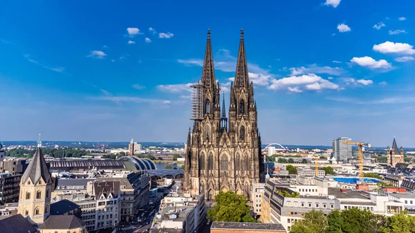 Stad Keulen Duitsland Van Bovenaf Met Zijn Beroemde Kathedraal Cologne — Stockfoto