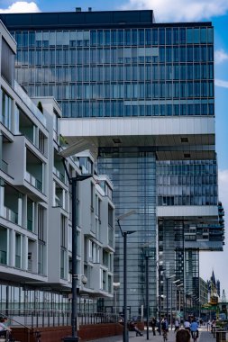 The Modern Crane Houses in Cologne at River Rhine - COLOGNE, GERMANY - 25 Haziran 2021