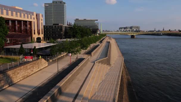 Steps Cologne Embankment River Rhine Cologne Germany June 2021 — Stock Video