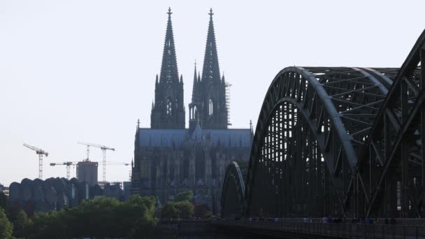 Silhouette Cathédrale Cologne Pont Hohenzollern Cologne Allemagne Juin 2021 — Video