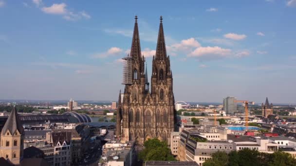 Cathédrale Cologne Église Emblématique Centre Ville Vue Aérienne Cologne Allemagne — Video