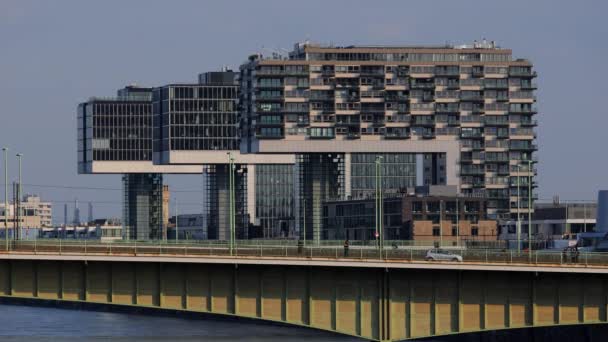 Casas Grúa Modernas Colonia Rin Cologne Alemania Junio 2021 — Vídeos de Stock