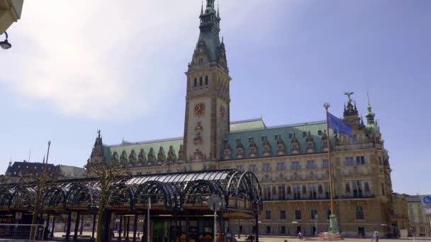 Edificio Del Ayuntamiento Hamburgo Fotografía Viajes — Vídeo de stock