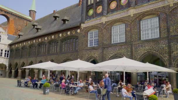 Historiska Stadskärnan Lubeck Tyskland Fotografi — Stockvideo