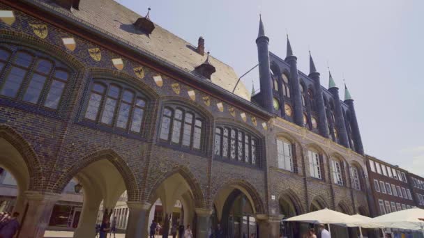 Beautiful Historic Buildings City Center Lubeck Travel Photography — Stock Video