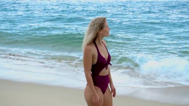 Sexy Žena Oceánu Extrémní Zpomalení Lidé Fotografování — Stock video